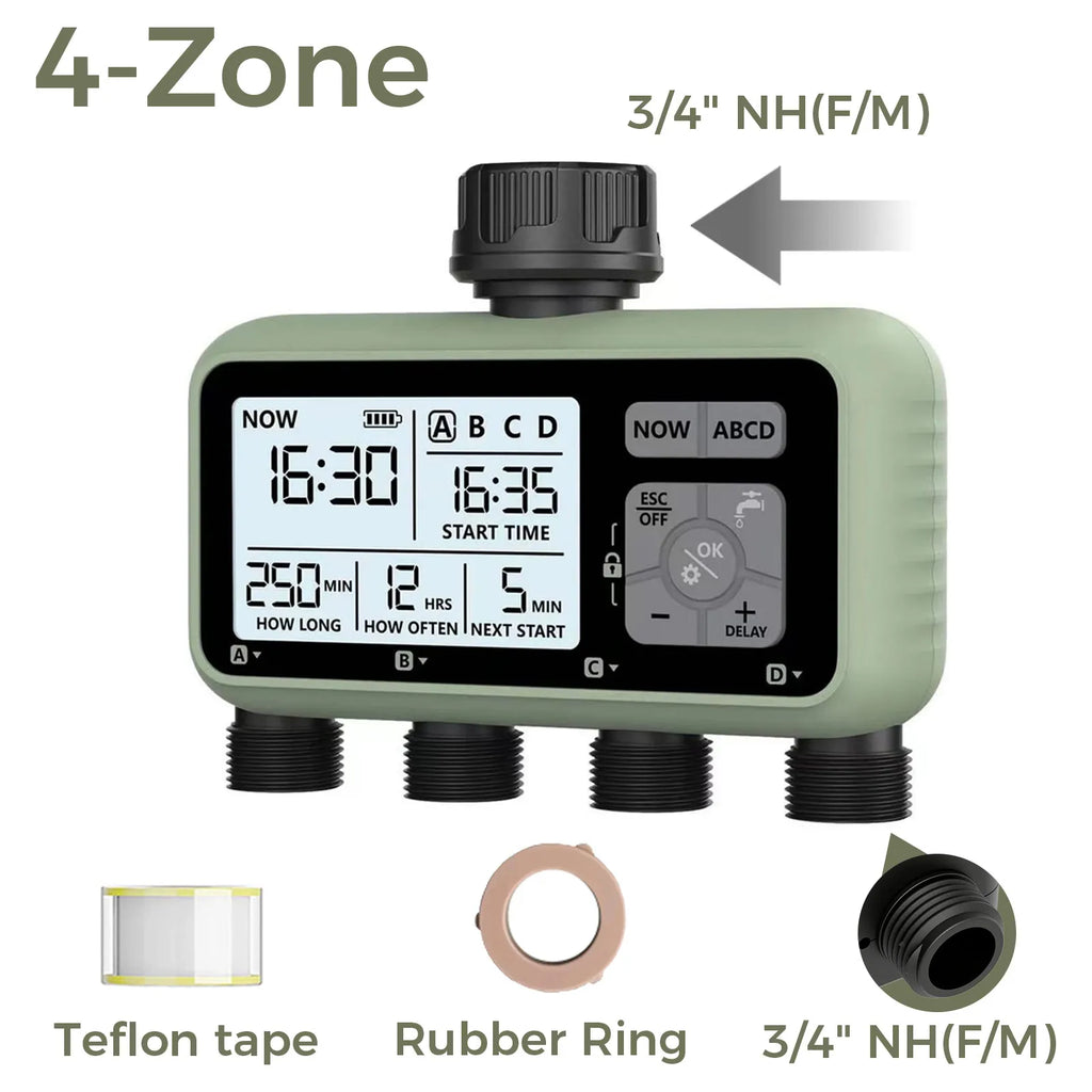 Diivoo Pro-Irrigate: 3-Zone Programmable Water Timer for Automatic Garden Care