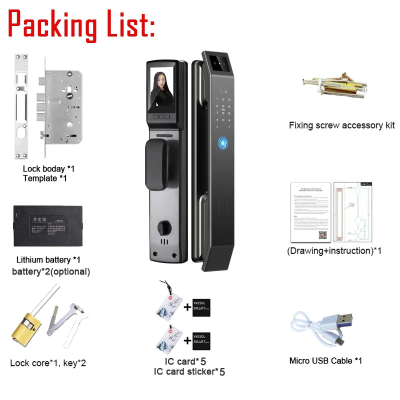3D Face Recognition Unlock Digital Door Lock With Camera