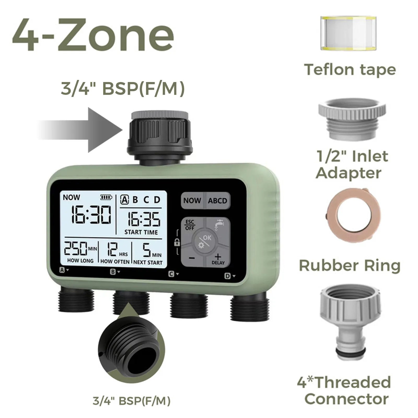 Diivoo Pro-Irrigate: 3-Zone Programmable Water Timer for Automatic Garden Care
