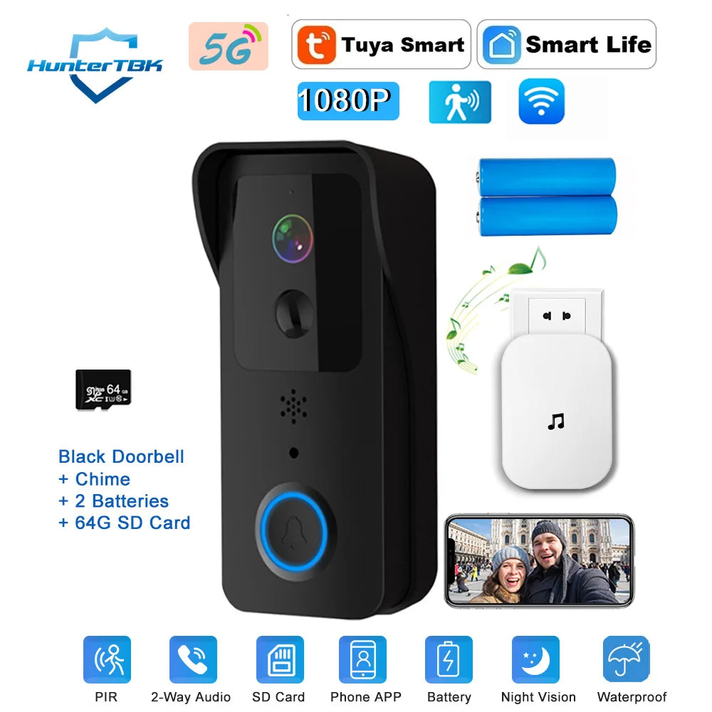 Tuya Smart Outdoor Wireless Video Doorbell 1080P