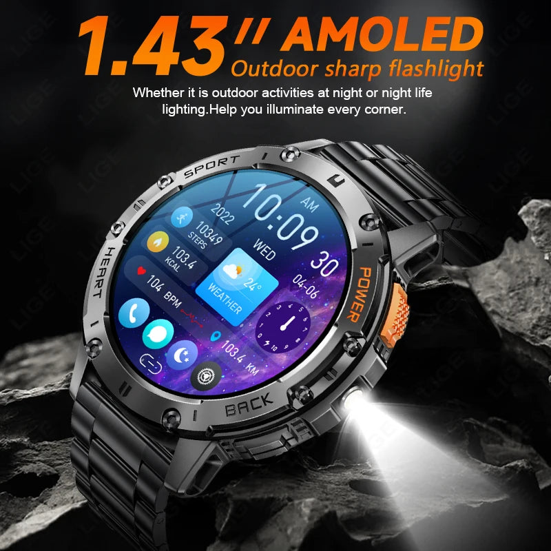 Pro-Display AMOLED Smartwatch | Built-in Flashlight & BT Call | Gift Box Edition
