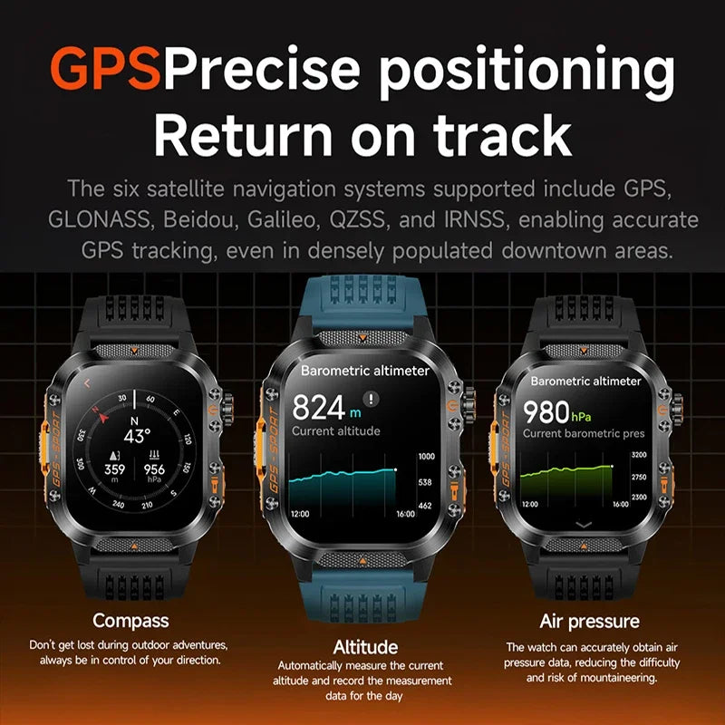 Military GPS Smart Watch for Men & Women